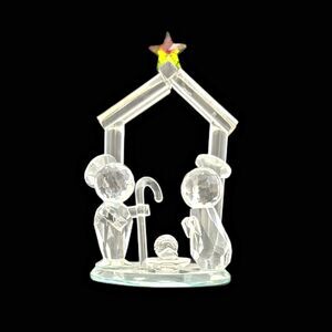 Vintage Crystal World Holy Family Nativity Figurine Made USA Christmas Holiday